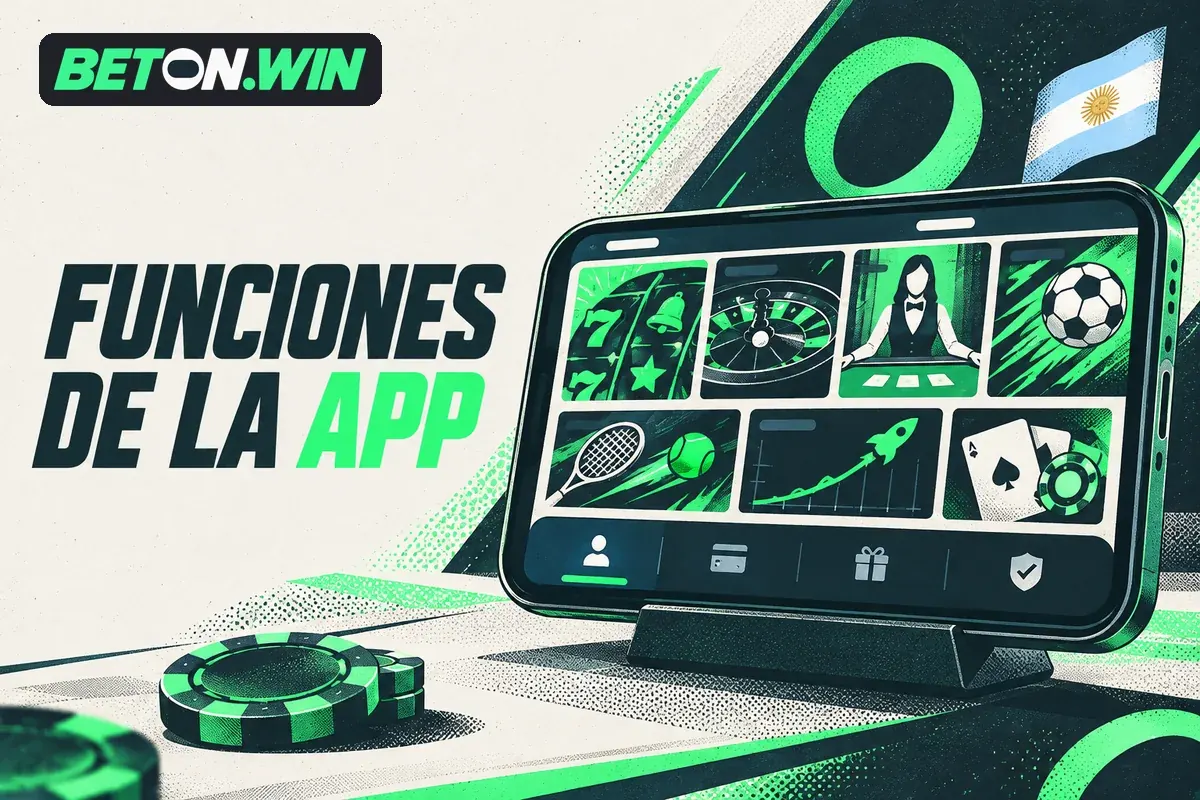 Panel móvil con juegos, deportes, pagos y controles de cuenta