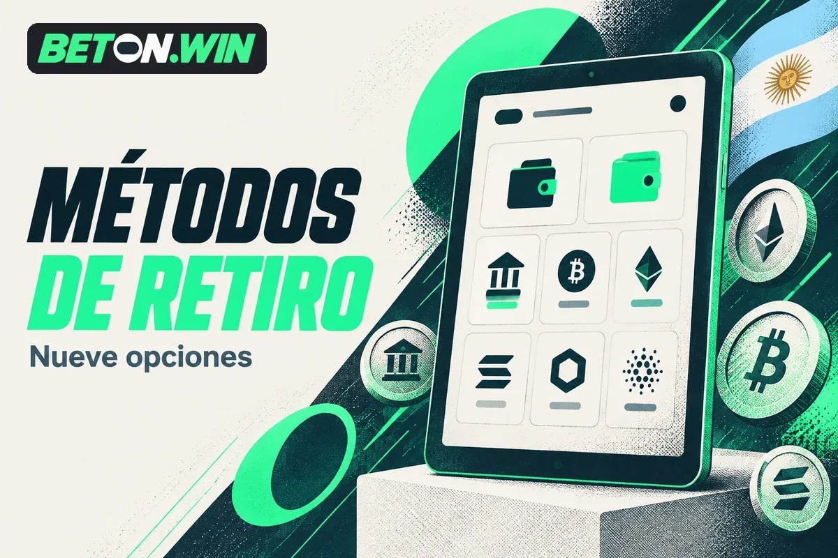 Tablet con nueve métodos de retiro agrupados por categoría.