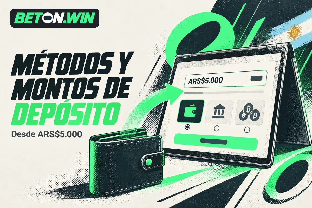Pantalla de depósito con importe mínimo y métodos disponibles.