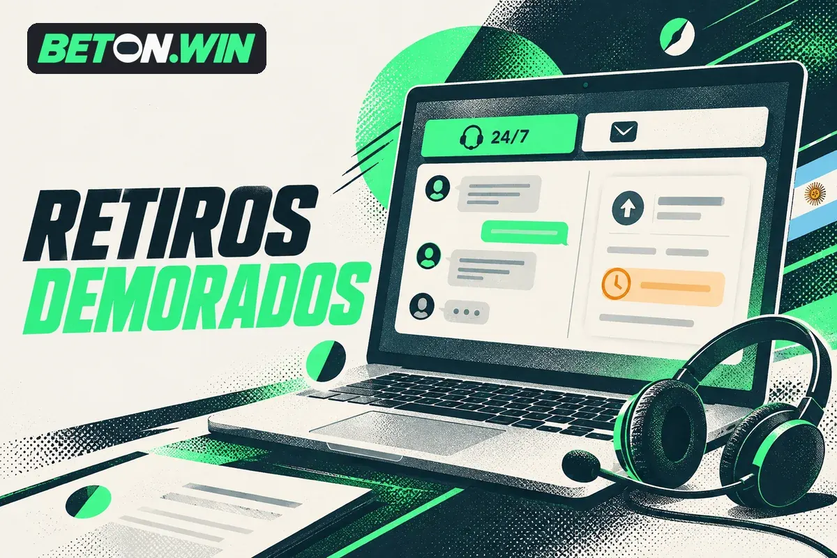 Computadora con chat de soporte y datos del retiro demorado.